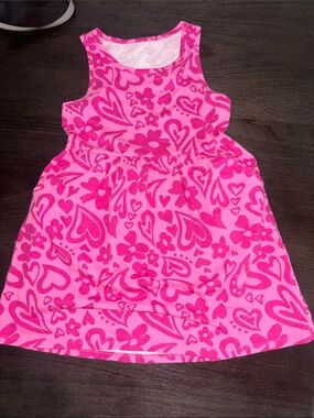 wonder nation Pink and Hot Pink Heart & Flower Tank Dress